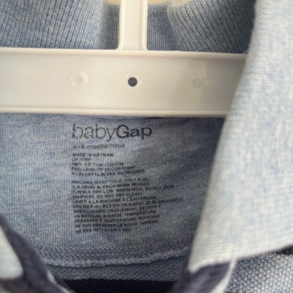 BABY GAP Boy Blue Polo Shorts Romper One Piece Striped With Bear SZ 3-6 months - Picture 4 of 6